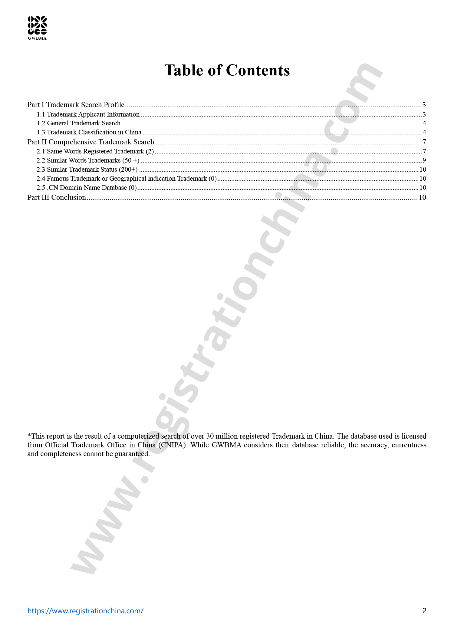 China Trademark Comprehensive Search Report China Company