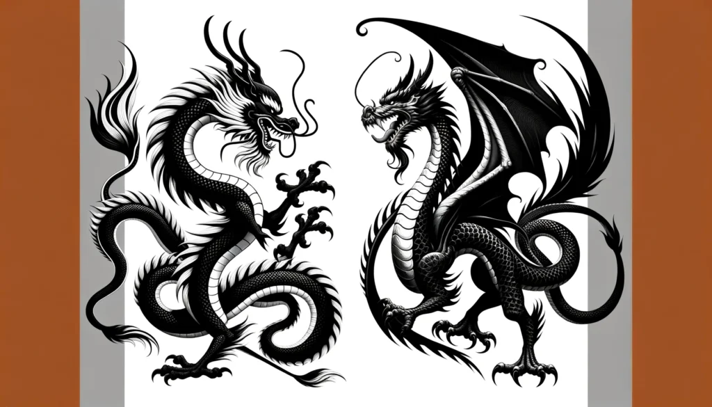 Chinese Dragon and Western Dragon