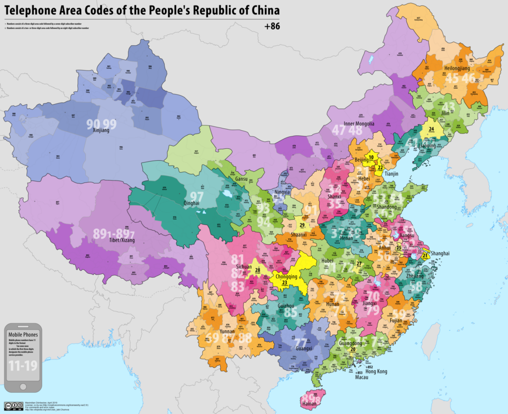 China Telephone Code Map